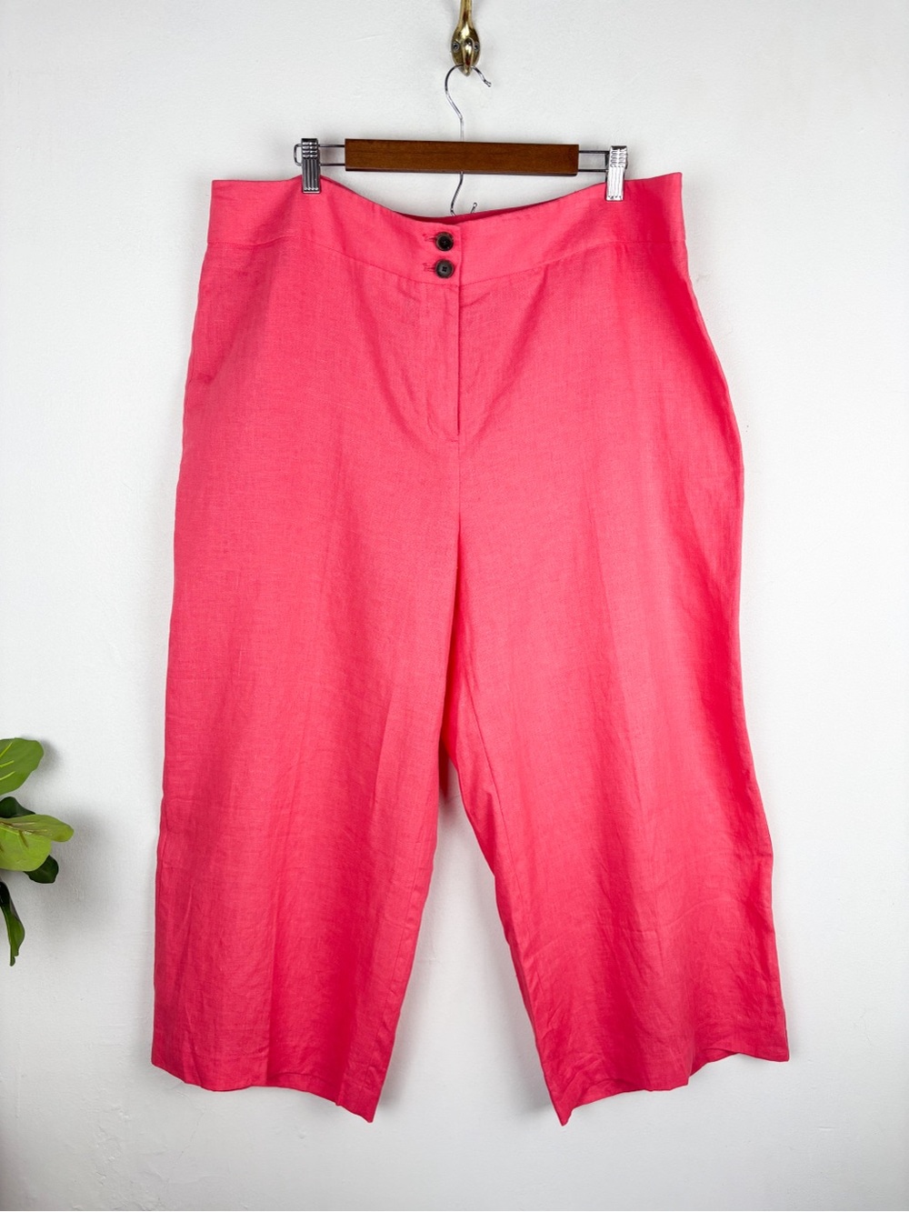 NWOT Talbots Pink Linen Wide Leg Capri Pants Sz 18W